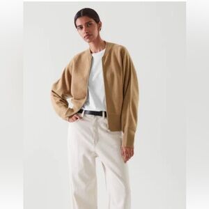 COS camel merino wool bomber jacket size L